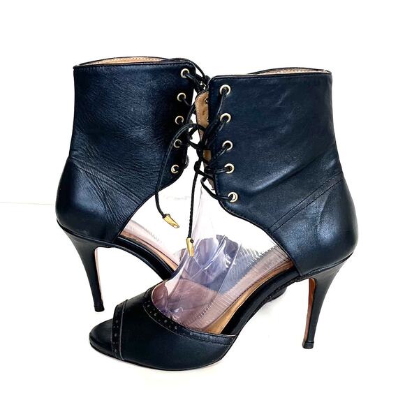 Samanta Victorian Whimsigoth Bootie Heels Size 8.5M Black Leather Witchy Punk - Picture 6 of 11
